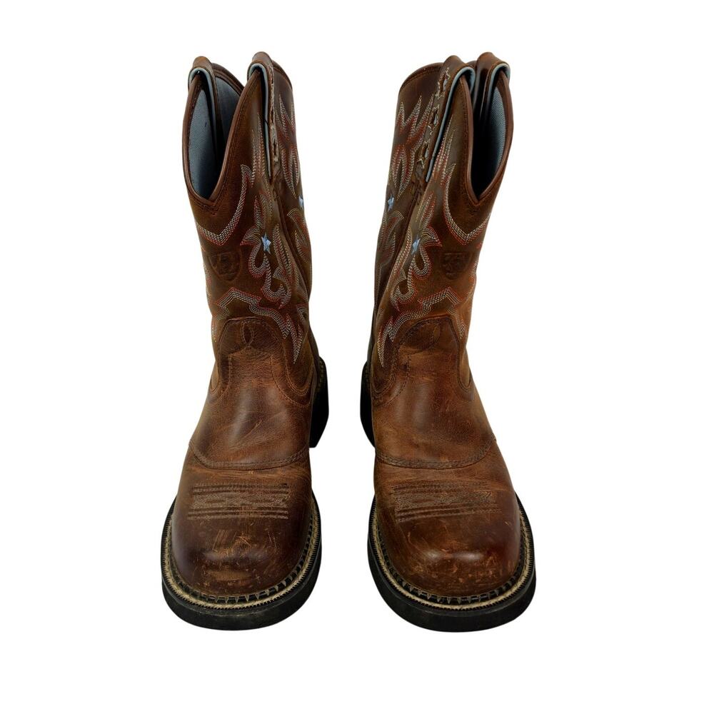 Ariat Probaby Western Boots Driftwood Brown 16720 Distressed Blue Star detail 6B